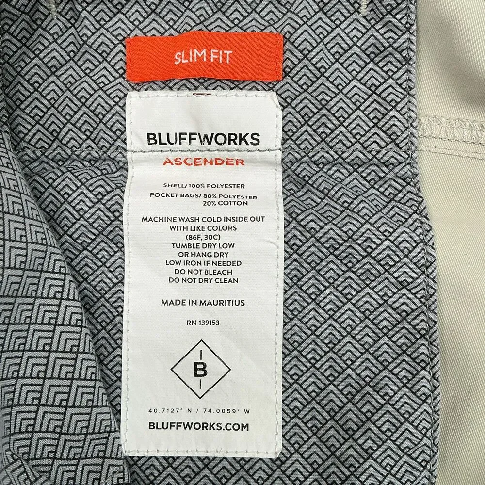 Bluffworks Ascender Chino Pants Mens 30x30 Stone Cell Pocket Utility Performance - Picture 4 of 9